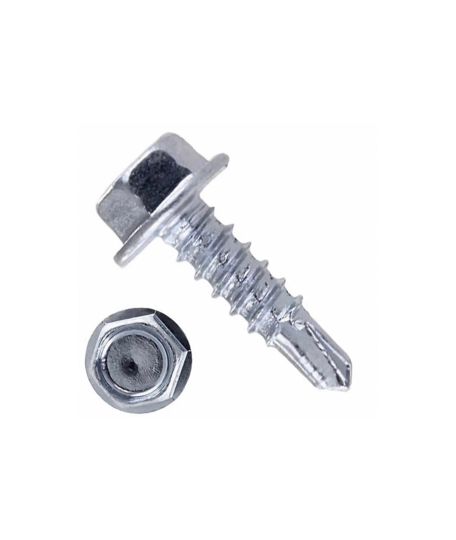 Wkręt do blach samowiercący z łbem 6-kątnym podkładkowym